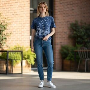 adidas Women's Blue Short Length Casual Tee